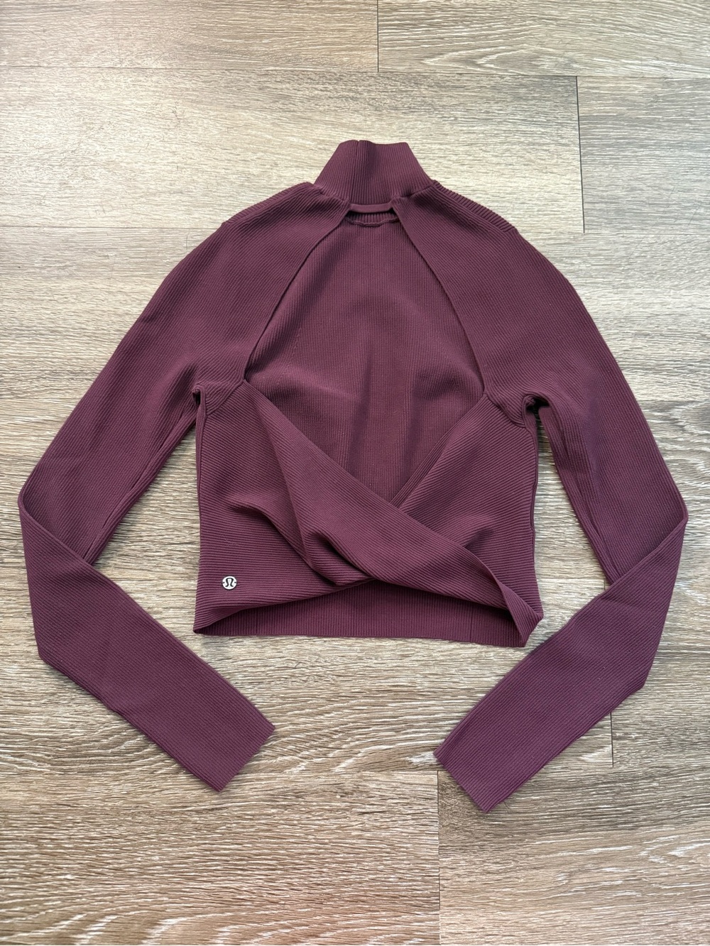 Lululemon Ribbed-Knit Twist-Back Mockneck Sweater Garnet - Picture 5 of 7